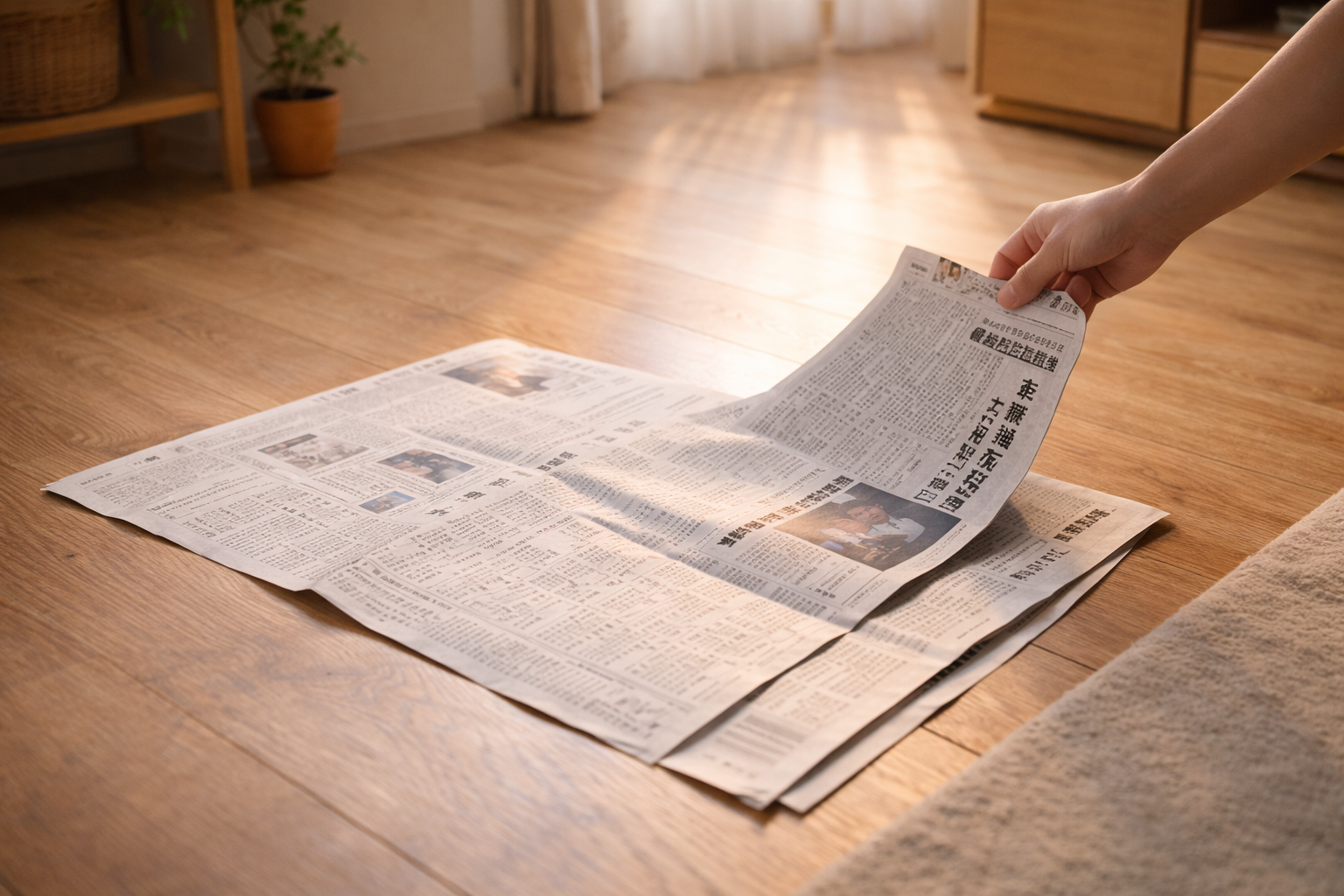 広げた新聞紙