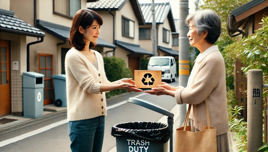 ゴミ当番札を渡すとき