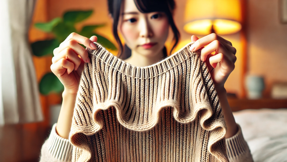 ニットの裾が波打つのはなぜ？