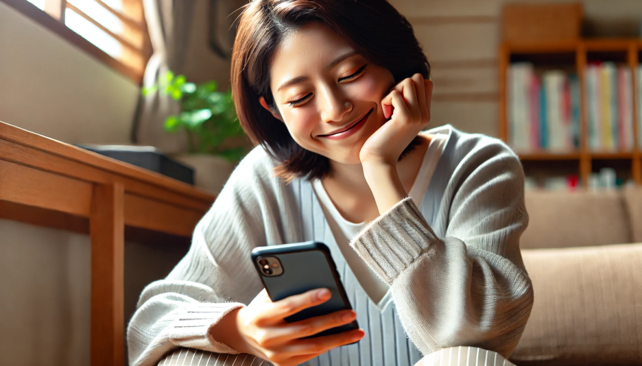 スマホで笑顔