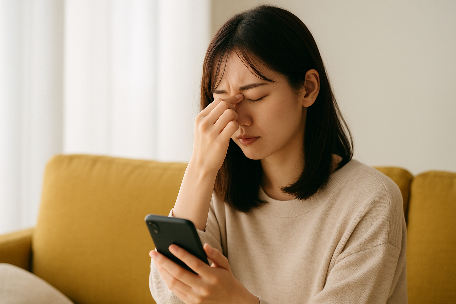 スマホで悩む女性