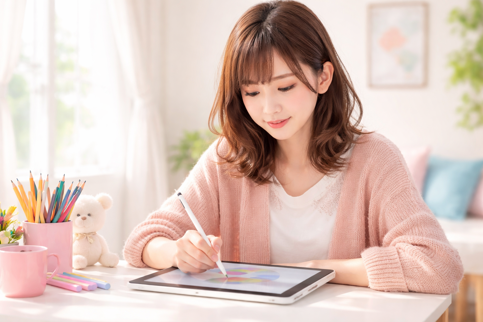 タブレットを使う女性