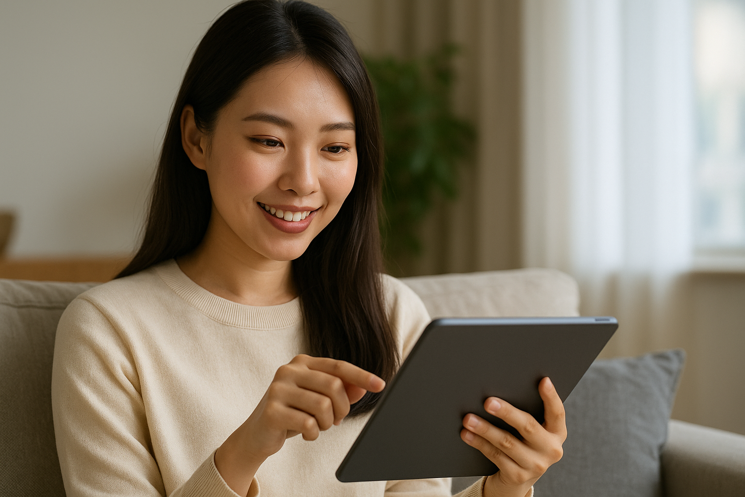 タブレットを使う女性