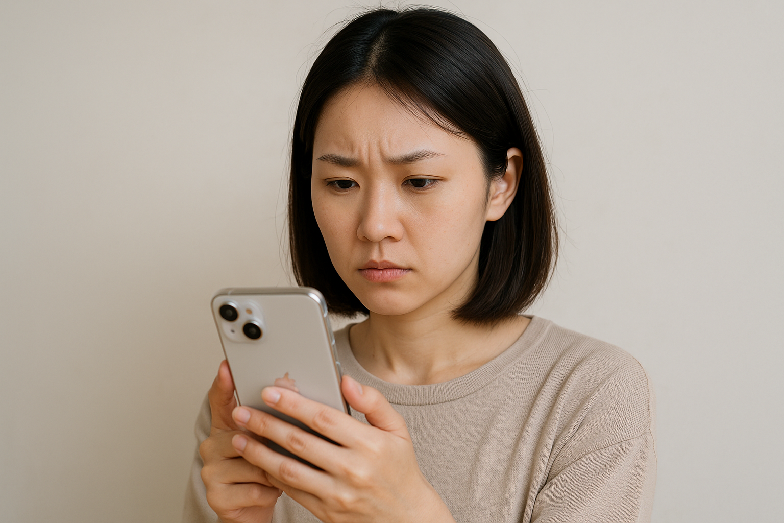 スマホで悩む女性