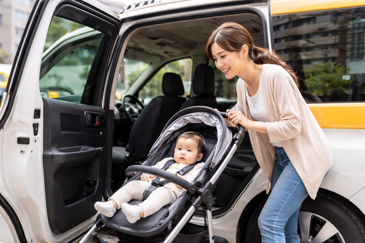 タクシーでベビーカー