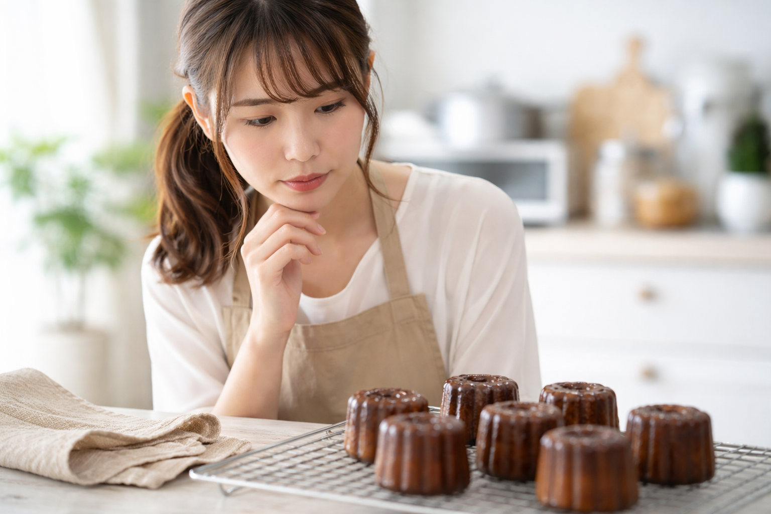 カヌレを焼く女性