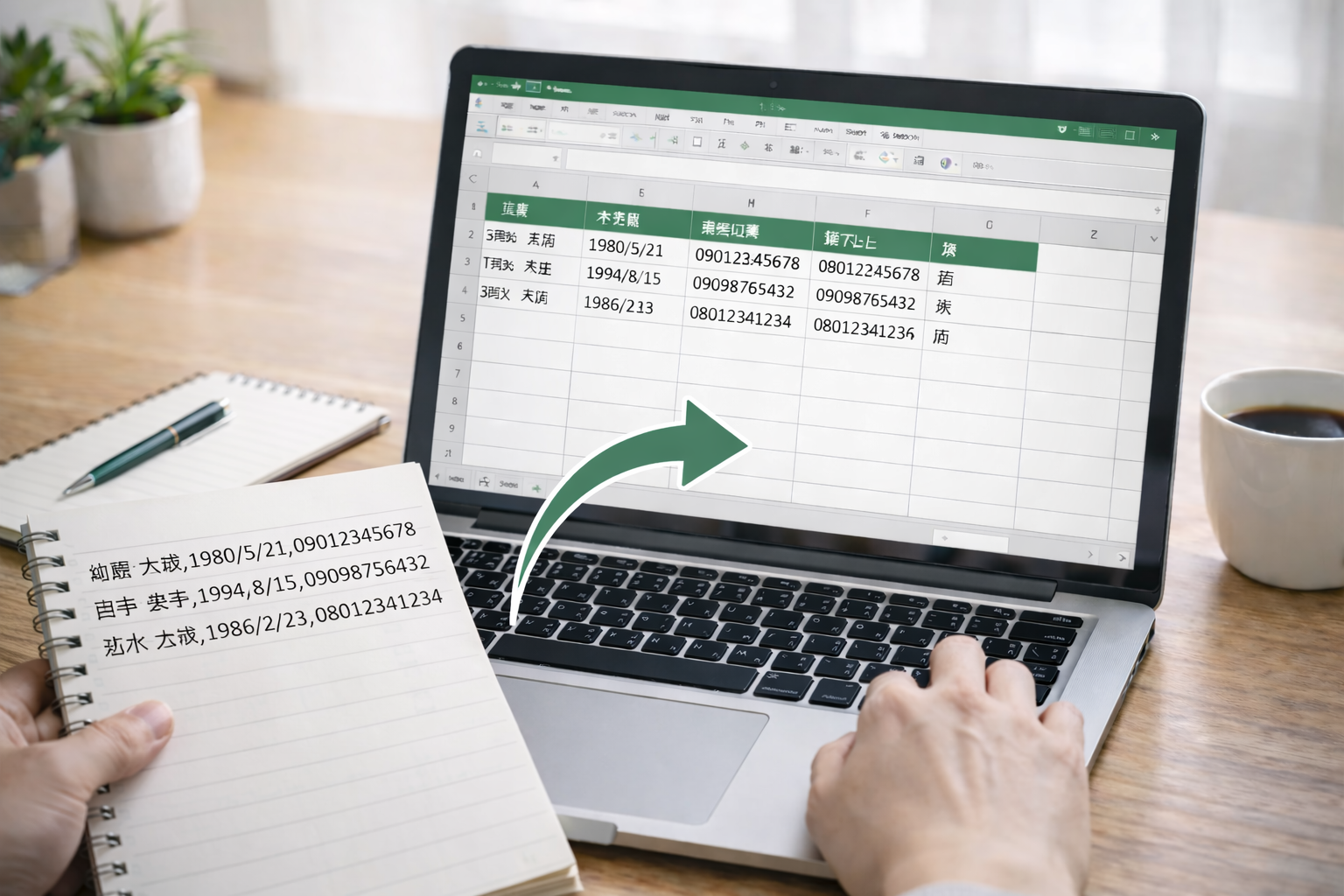 テキスト→エクセル変換