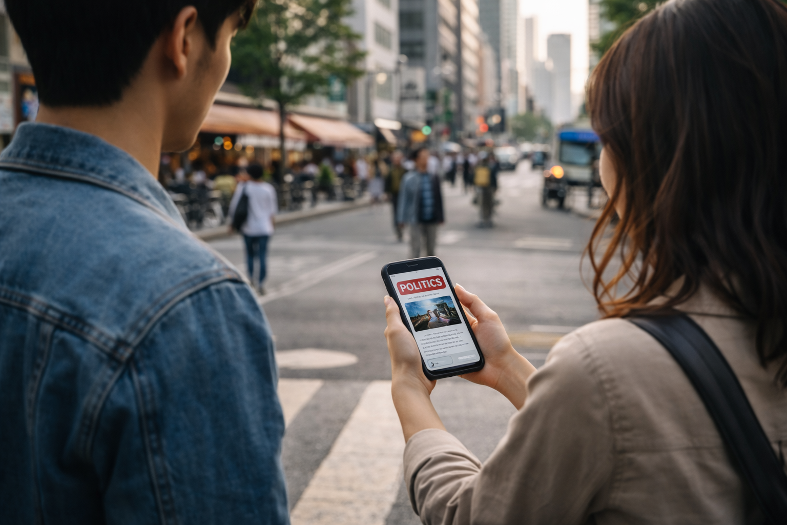 街中にいる男女