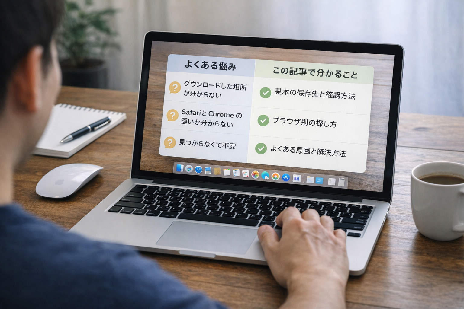 MacBookのダウンロードはどこ？