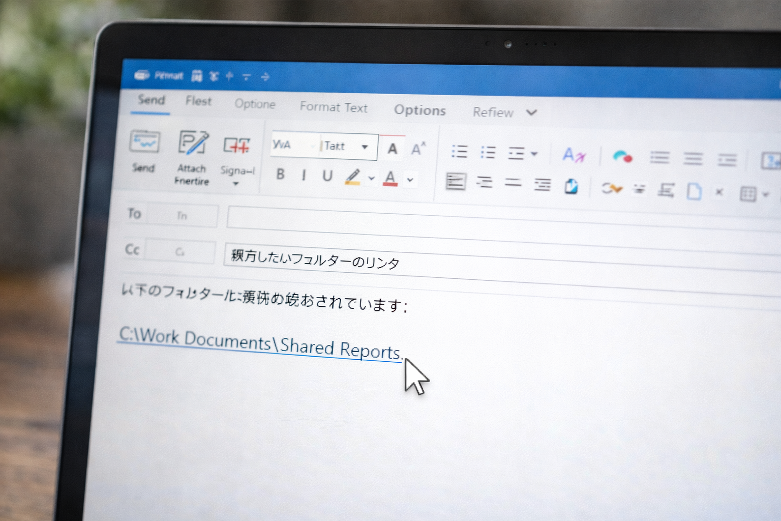 フォルダー リンクをメールに貼り付ける方法